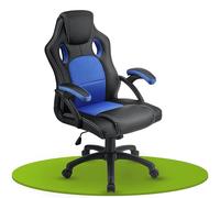 Juskys Sedia racing da scrivania Montreal ergonomica regolabile in altezza e imbottita portata 120 kg Sedia da ufficio girevole Sedia da gaming per PC - blu