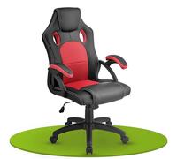 Juskys Sedia racing da scrivania Montreal ergonomica regolabile in altezza e imbottita portata 120 kg Sedia da ufficio girevole Sedia da gaming per PC - rosso