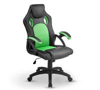 Juskys Sedia racing da scrivania Montreal verde| Braccioli imbottiti e schienale ergonomico | Sedia da ufficio Sedia girevole Sedia da gaming