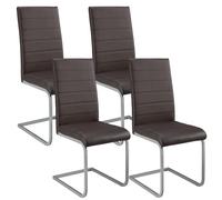 Juskys Sedia Swing a sbalzo Vegas Set di 4 - Sedia da pranzo con struttura in metallo e rivestimento in ecopelle - Sedia da cucina moderna colore marrone