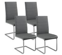 Juskys Sedia Swing a sbalzo Vegas Set di 4 - Sedia da pranzo con struttura in metallo e rivestimento in ecopelle - Sedia da cucina moderna colore grigio