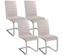 Juskys sedia Vegas cantilver in set di 4-4 sedie da pranzo con schienale, sedie da cucina in metallo e velluto a coste - Sedie moderne per sala da pranzo, soggiorno e cucina - Beige