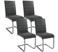 Juskys sedia Vegas cantilver in set di 4-4 sedie da pranzo con schienale, sedie da cucina in metallo e velluto a coste - Sedie moderne per sala da pranzo, soggiorno e cucina - Grigio