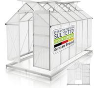 JUSKYS® Serra da giardino 7,2m² Trasparente/Argento - Robusta con struttura in alluminio e fondazione in acciaio, resistente ai raggi UV, porta scorrevole con chiusura, finestre ventilabili 61x57 cm