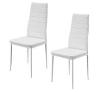 Juskys Set da 2 sedie da pranzo Loja con rivestimento in ecopelle e schienale alto - struttura in acciaio stabile, supporta fino a 120 kg - sedie da cucina e sala da pranzo bianche