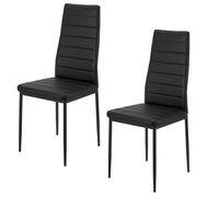 Juskys Set da 2 sedie da pranzo Loja con rivestimento in ecopelle e schienale alto - struttura in acciaio stabile, supporta fino a 120 kg - sedie da cucina e sala da pranzo nere