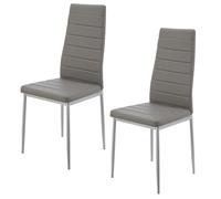 Juskys Set da 2 sedie da pranzo Loja con rivestimento in ecopelle e schienale alto - struttura in acciaio stabile, supporta fino a 120 kg - sedie da cucina e sala da pranzo grigie