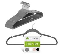 Juskys Set da 30 grucce Appendiabiti con Velluto Floccato Grigio - Antiscivolo, Strette, salvaspazio - Gancio Girevole