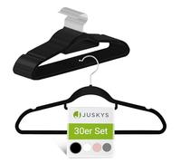 Juskys Set da 30 grucce Appendiabiti con Velluto Floccato Nero - Antiscivolo, Strette, salvaspazio - Gancio Girevole