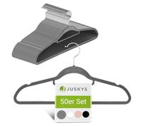 Juskys Set da 50 grucce Appendiabiti con Velluto Floccato Grigio - Antiscivolo, Strette, salvaspazio - Gancio Girevole