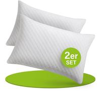Juskys set da due cuscini da 40x60 cm per il letto - Imbottitura traspirante in memory foam - Fodera lavabile - Bianco