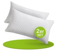 Juskys set da due cuscini da 40x80 cm per il letto - Imbottitura traspirante in memory foam - Fodera lavabile - Bianco