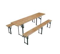 Juskys Set da giardino 3 pezzi, tavolo da birra pieghevole 220 cm e panche in legno di abete, finitura naturale, per tende da festa e uso esterno