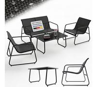 Juskys set da giardino Genua 4 pezzi - Antracite, gruppo outdoor con braccioli,