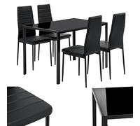 Juskys Set da pranzo Dalya - Set con tavolo da pranzo e sedie per 4 persone - Sala da pranzo con 4 sedie e tavolo - Arredamento moderno per sala da pranzo in nero
