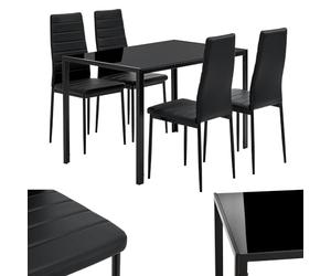 Juskys Set da pranzo Dalya - Set con tavolo da pranzo e sedie per 4 persone - Sala da pranzo con 4 sedie e tavolo - Arredamento moderno per sala da pranzo in nero