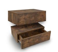 Juskys Mensola da parete Comodino sospeso Set da 2 in legno 46x30x15 cm LxPxH - 1 cassetto e ripiano per ogni comodino - Montaggio a parete - Comodino Naturale