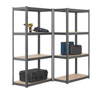 Juskys Set di 2 scaffali Easy 2x 160x80x40cm (AxLxP) | 640kg di portata | 8 ripiani | Scaffali in metallo per carichi pesanti Scaffali per cantine Scaffali a innesto Scaffali in metallo grigio