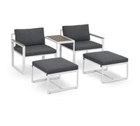 Juskys set di mobili da giardino Bari da 5 pezzi - Set lounge con tavolino e cuscini - Salottino da giardino, terrazzo, aree esterne - Grigio