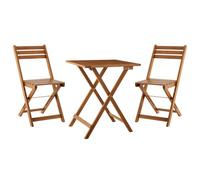 Juskys set di mobili da terrazzo Bala - Set di mobili in legno pieghevoli e salvaspazio da tre pezzi per due persone - Tavolo e sedie da giardino