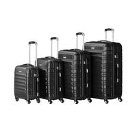 Juskys set di valigie rigide 4 pezzi - lucchetto a combinazione, ruote silenziose a 360°, grande, manico telescopico, leggero - valigie in nero