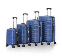 Juskys set di valigie rigide 4 pezzi - lucchetto a combinazione, ruote silenziose a 360°, grande, manico telescopico, leggero - valigie in blu