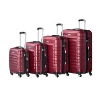 Juskys set di valigie rigide 4 pezzi - lucchetto a combinazione, ruote silenziose a 360°, grande, manico telescopico, leggero - valigie in rosso