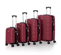 Juskys set di valigie rigide 4 pezzi - lucchetto a combinazione, ruote silenziose a 360°, grande, manico telescopico, leggero - valigie in rosso