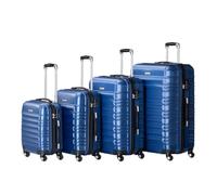 Juskys set di valigie rigide 4 pezzi - lucchetto a combinazione, ruote silenziose a 360°, grande, manico telescopico, leggero - valigie in blu
