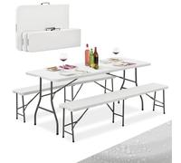 Juskys Set Tavolo e Panche da Birreria Bayreuth 3 pezzi & pieghevole - 180 x 70 x 74 cm - 2 panche & tavolo da birra - Set arredo da giardino, set per tendone da festa, set da campeggio