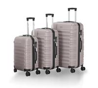 Juskys Set valigie rigide 3 pezzi - ABS - con ruote girevoli, lucchetto a codice e manico telescopico - trolley da viaggio - colore champagne