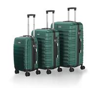 Juskys Set valigie rigide 3 pezzi - ABS - con ruote girevoli, lucchetto a codice e manico telescopico - trolley da viaggio - colore verde scuro