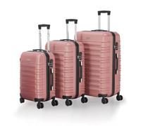 Juskys Set valigie rigide 3 pezzi - ABS - con ruote girevoli, lucchetto a codice e manico telescopico - trolley da viaggio - colore rosa