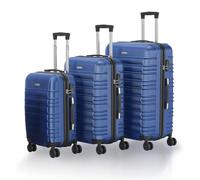 Juskys Set valigie rigide 3 pezzi - ABS - con ruote girevoli, lucchetto a codice e manico telescopico - trolley da viaggio - colore blu