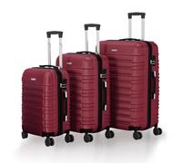 Juskys Set valigie rigide 3 pezzi - ABS - con ruote girevoli, lucchetto a codice e manico telescopico - trolley da viaggio - colore rosso