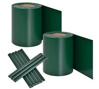 Juskys Strisce frangivista in PVC per recinzioni a Doppia Barra Set da 2-2 Rotoli da 35m x 19cm - 60 Clip di Fissaggio - Pellicola frangivista frangivento - Verde