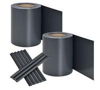 Juskys Strisce frangivista in PVC per recinzioni a Doppia Barra Set da 2-2 Rotoli da 35m x 19cm - 60 Clip di Fissaggio - Pellicola frangivista frangivento - Grigio Chiaro