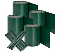 Juskys Strisce Privacy in PVC a Doppio picchetto Set di 4-4 Rotoli á 35m x 19cm - 120 Clip di Fissaggio - Recinzione in Pellicola Privacy Schermo frangivento - Verde