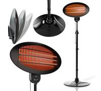 Juskys stufa a infrarossi 2000W - Nero, riscaldatore da esterno con supporto telescopico & 3 potenze per balcone & patio