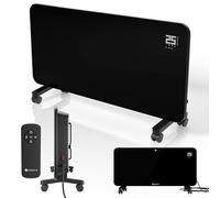 Juskys stufa in vetro 2000W - Nero, riscaldamento a infrarossi da parete o pavimento, controllo app, display LED, timer e sicurezza