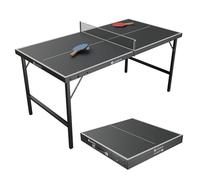 Juskys tavolino da ping-pong Flexi con accessori - Piccolo e pieghevole - Gioco da interno per casa e in viaggio - Set da ping-pong - Nero