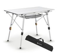 Juskys tavolo da campeggio Picco in alluminio da 90x52 cm - Leggero, pieghevole, regolabile in altezza - Campeggio, giardino, ambienti esterni - Argento