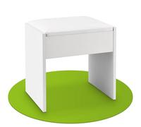 Juskys Tavolo da Trucco Sgabello Melly, sgabello in legno con cuscino imbottito e rivestimento in pelle sintetica, moderno 40 x 30 x 43 cm in bianco