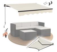 Juskys Tenda da sole 300 x 250 cm - Ombreggiatura terrazza e balcone - Tenda a bracci estensibili con manovella e supporto - Tenda per balconi con protezione solare Tenda a bracci estensibili Beige