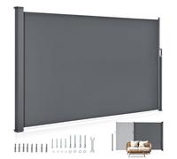 Juskys® Tenda da sole laterale Dubai, 190 x 300 cm, estensibile, oscurante, per balcone e terrazza, tenda laterale con supporto a parete, grigio