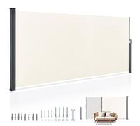 Juskys® - Tenda da sole laterale Dubai 500 x 190 cm estensibile, protezione dalla vista per balcone e terrazzo, tenda laterale con supporto a parete - beige