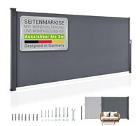 Juskys Tenda laterale Dubai 500 x 160 cm estensibile e coprente, frangivista e frangivento per balcone e terrazza, supporto a muro per tenda a rullo laterale - antracite