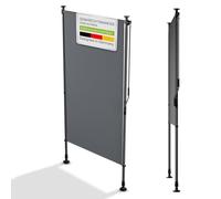Juskys Tenda Verticale Barbados 100x310 cm - Tenda a pinza estensibile, protezione solare e visiva, resistente alle intemperie e ai raggi UV, idrorepellente - Grigio