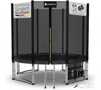 Juskys trampolino JumpMaster M Ø 244 cm - trampolino da giardino per esterni con rete di sicurezza, scala e ancoraggi al suolo, bordo imbottito, portata 100 kg