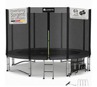 Juskys trampolino JumpMaster XL Ø 366 cm - trampolino da giardino per esterni con rete di sicurezza, scala e ancoraggi al suolo, bordo imbottito, portata 150 kg